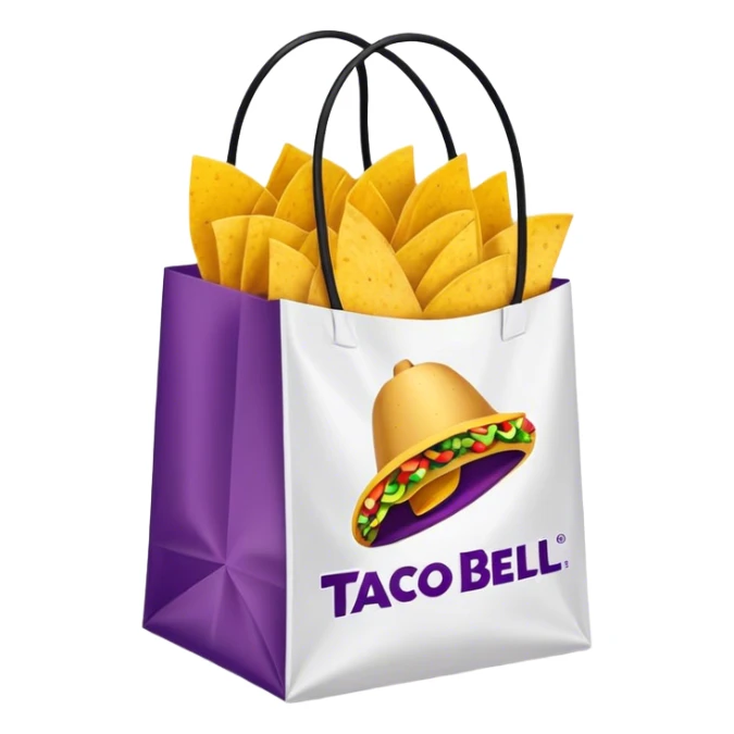 taco bell fast food bag with logo sticker