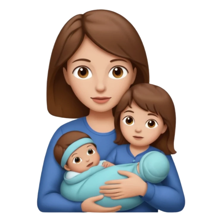 Mother holding infant brown hair fair skin sticker