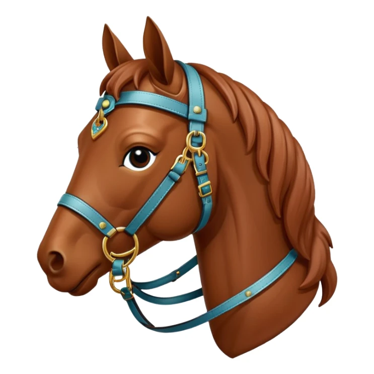 Hermès-style horse head with detailed harness, cute sticker