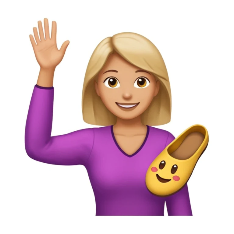 a mom with an arm raised, slipper in hand, about to throw, emoji style sticker