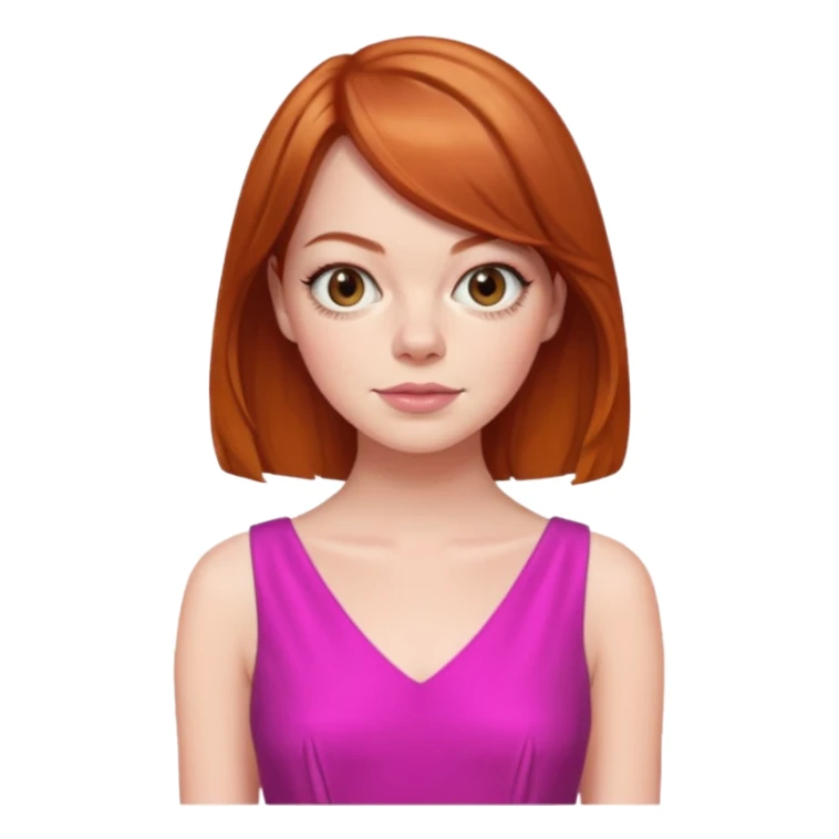Emma Stone, orange brown hair, pink dress sticker