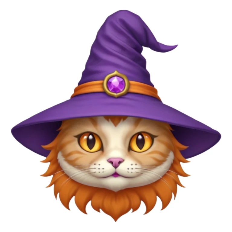 cat wear purple wicth hat sticker
