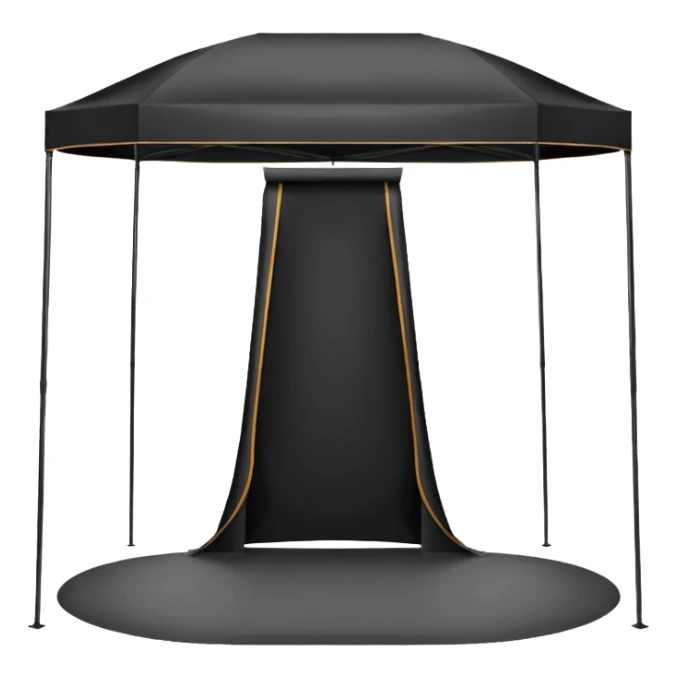 Tall Oval Narrow Pop up standing tent black for spray tan sticker