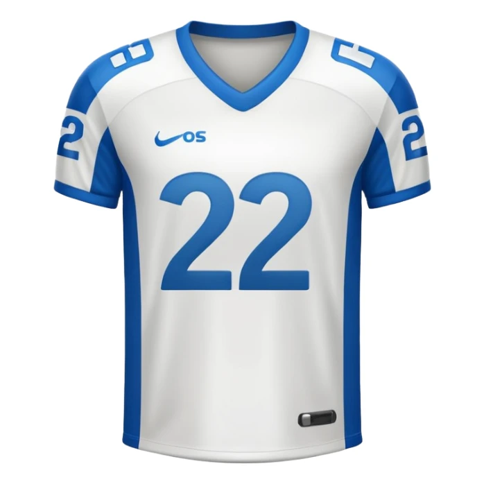 White football jersey at the back with number 22 sticker
