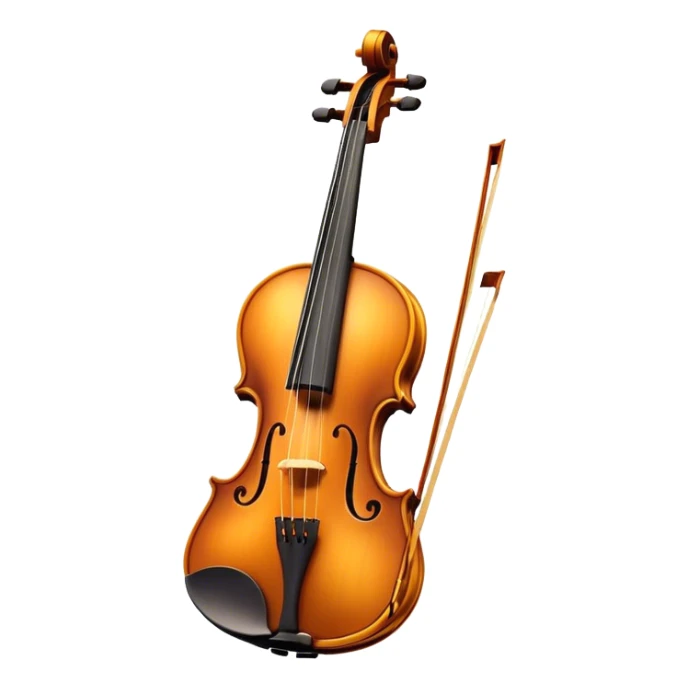 Cinematic Realistic Violin, rich polished wood with delicate curves, strings stretching tautly, fine dust particles catching the golden stage light, glowing with an elegant and timeless charm. sticker