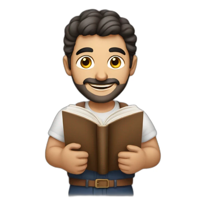 Armenian men reading book and looking at camera and smiling  sticker