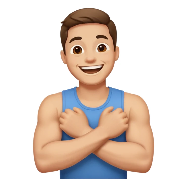 arms crossing neck of guy laughing  sticker