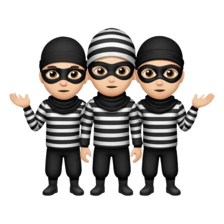 A 3 theif robbers emoji,Stripped shirt,eye mask, black head. sticker