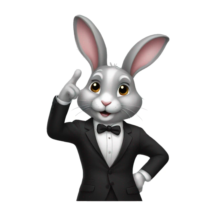 White Rabbit with black suit doing pinch finger sticker