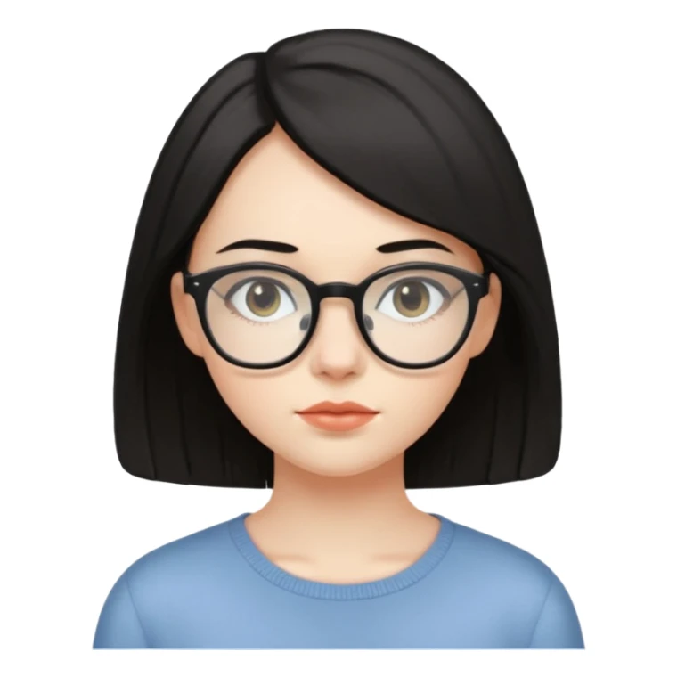 pale girl with clear glasses & dark bob hair, soft face but strong mind sticker