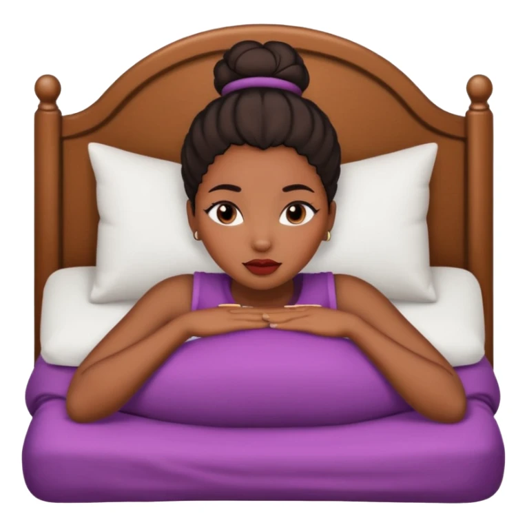 A black girl with edges and plump lips and long lashes with a bun in her bed sticker
