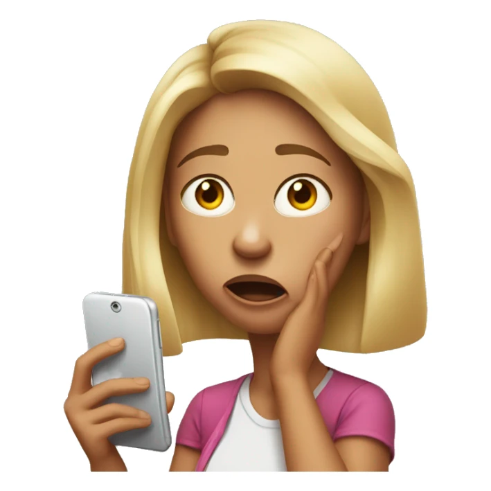 30 year old girl looking at cell phone shocked sticker