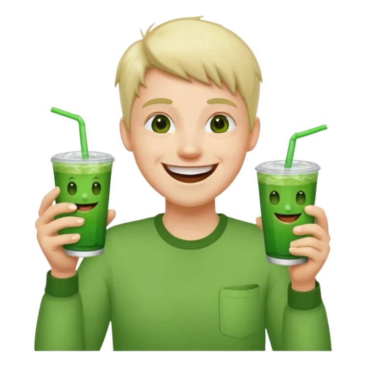 laughing face holding a double cup of green drank sticker
