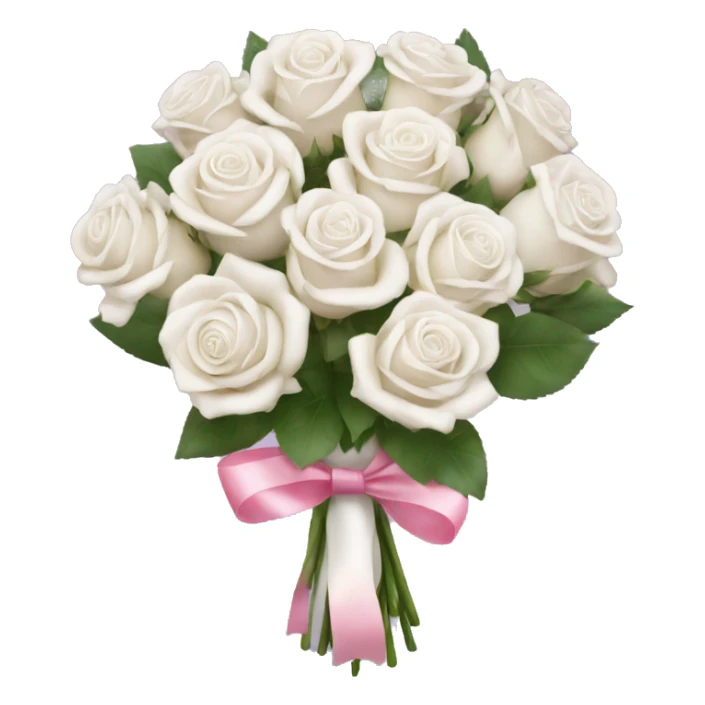 big white rose bouquet with pink ribbons  sticker
