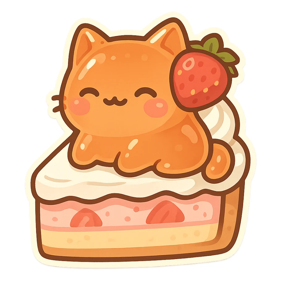 jellcat,strawberry cake sticker