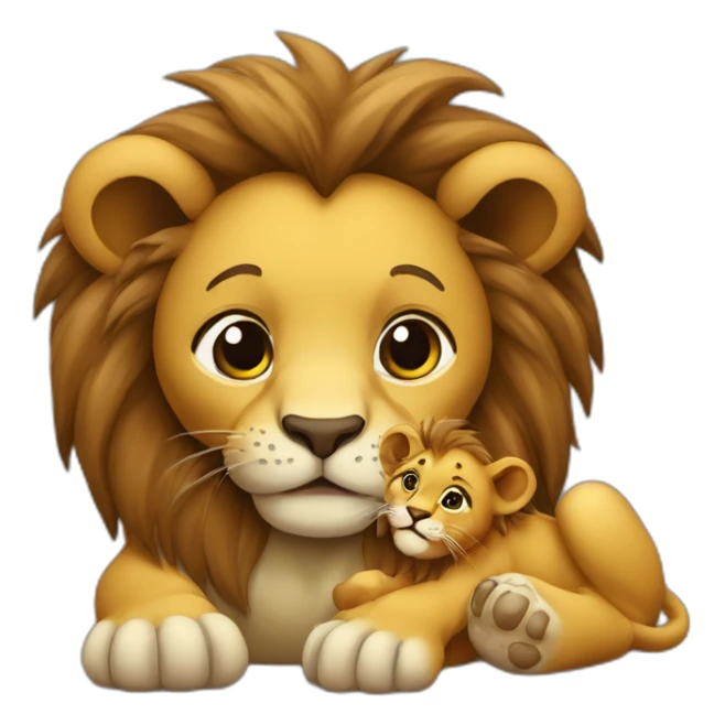 Lion avec un bébé tortue qui pleure sticker