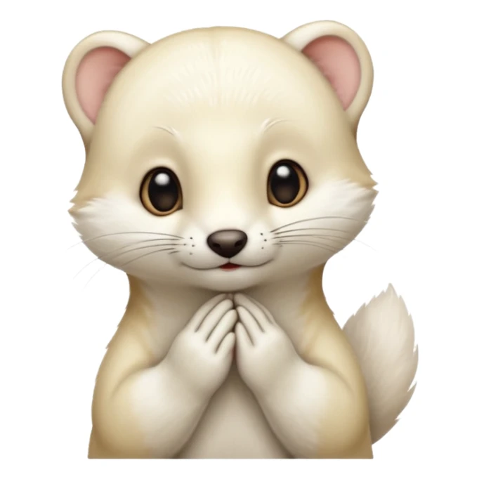 White stoat in the rubbing head with hands position  sticker