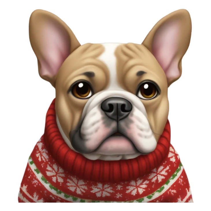 French bull dog wearing a Christmas sweater sticker