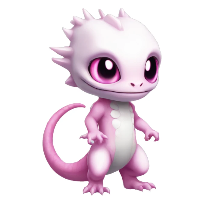 White, Chibi, White, Pink eyes, Anthro-Sona-Lizard-Alien-Fakémon, Full Body sticker