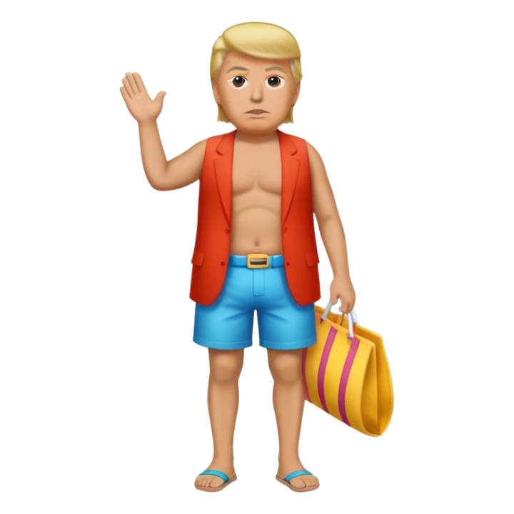 full body Trump standing in beach outfit sticker