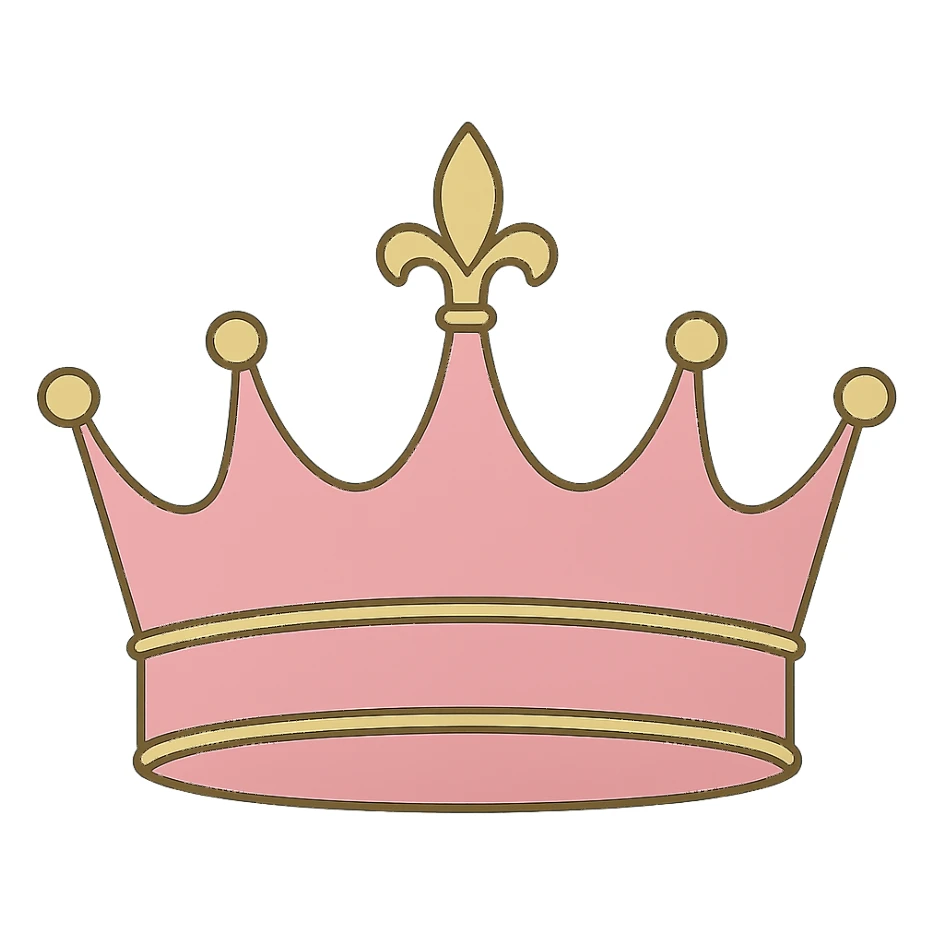 normal pink crown with subtle gold details, no jewels or embellishments, clean classic shape sticker