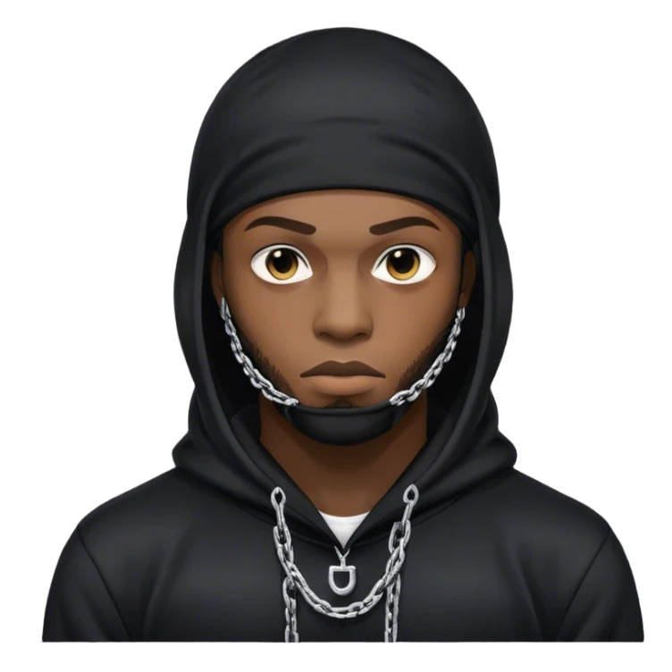 black man with a durage, balaclava and a ch sticker