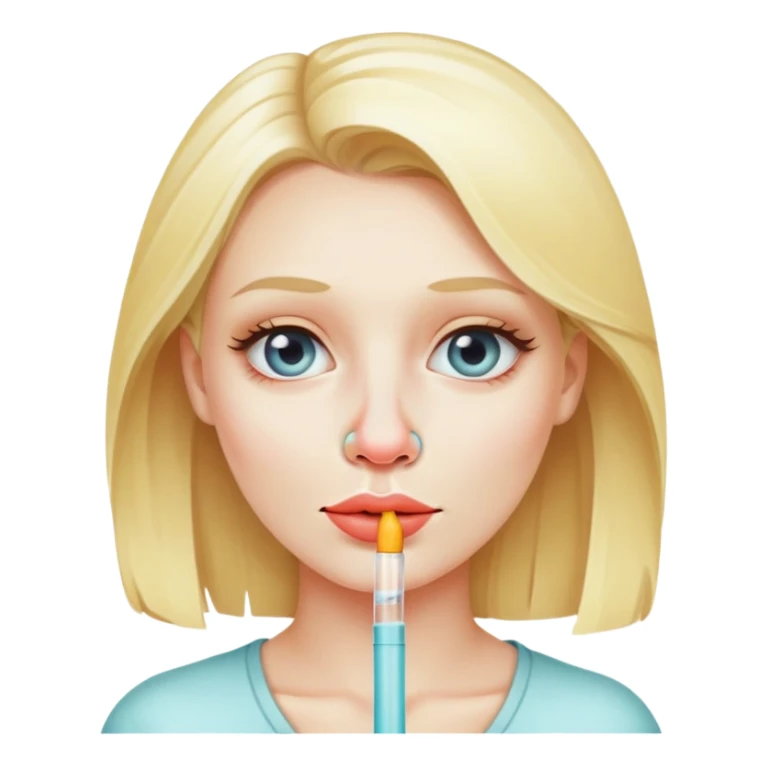 blonde woman glass stick in nose sticker