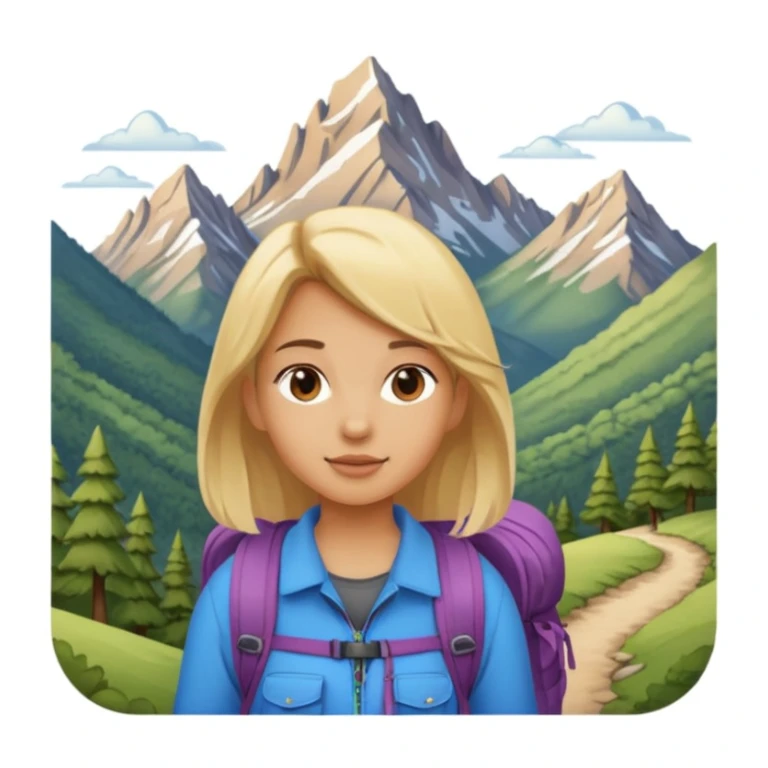 girl backpacking, travelling mountains background sticker
