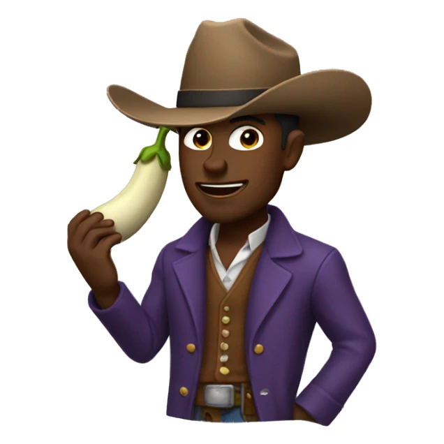 Cowboy eating eggplant and trenchcoat sticker