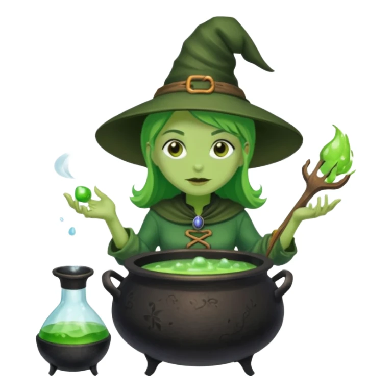green witch cooking potion sticker