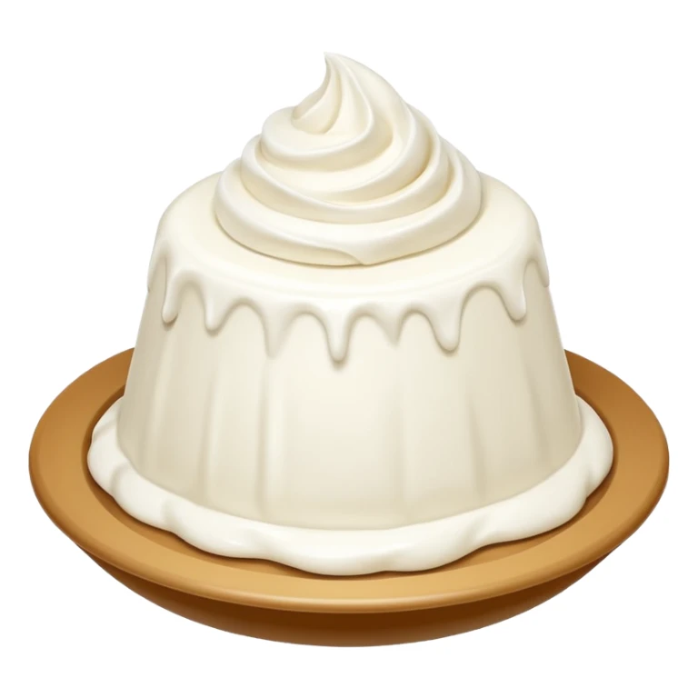 plain cream cheese, smooth white mound or swirl, thick silky texture, soft peaks, mild sheen, clean finish, fresh and pure, optional small container, no toppings, herbs, tools, or faces, clean 3D rendering, soft lighting, transparent background, emoji scale sticker