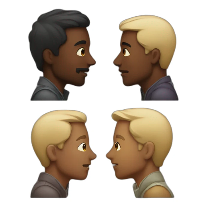 Man kissing different race man sticker