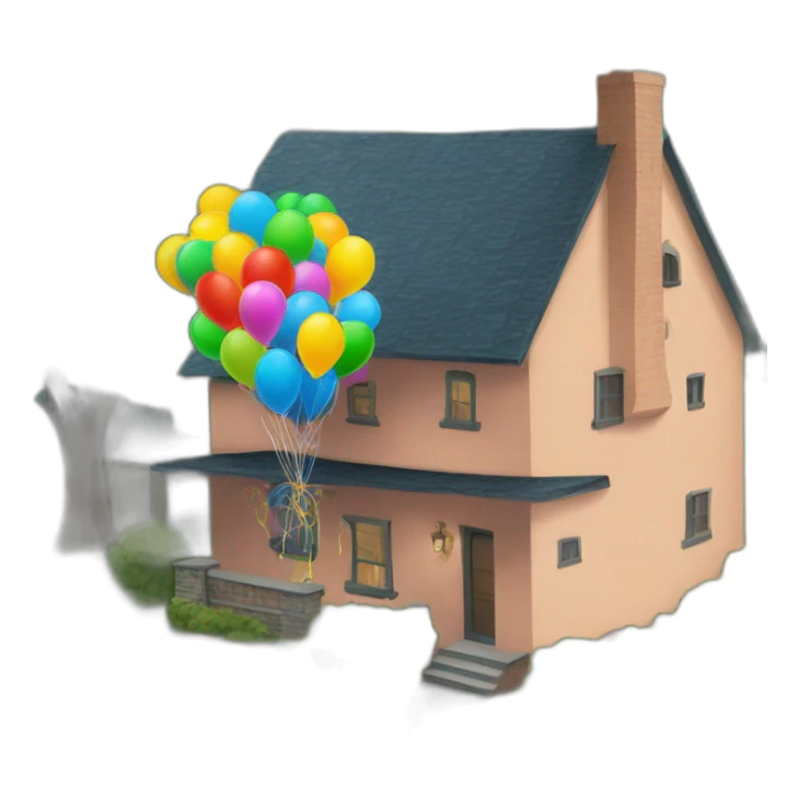 house carried by balloons through the chimney sticker