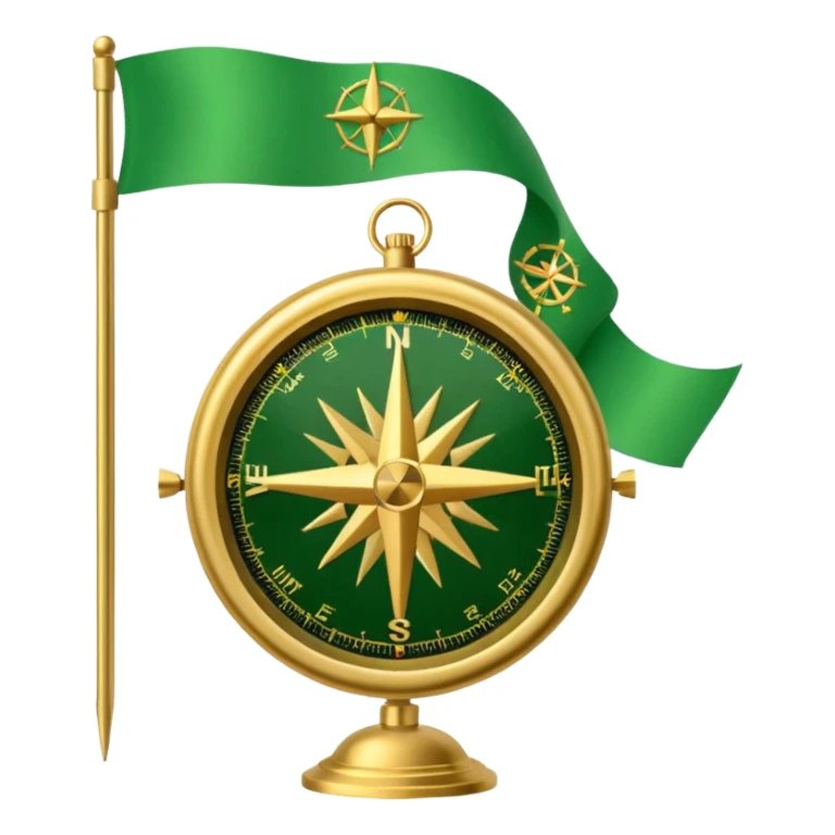 compass with a #5fe089 green color flag behind it sticker