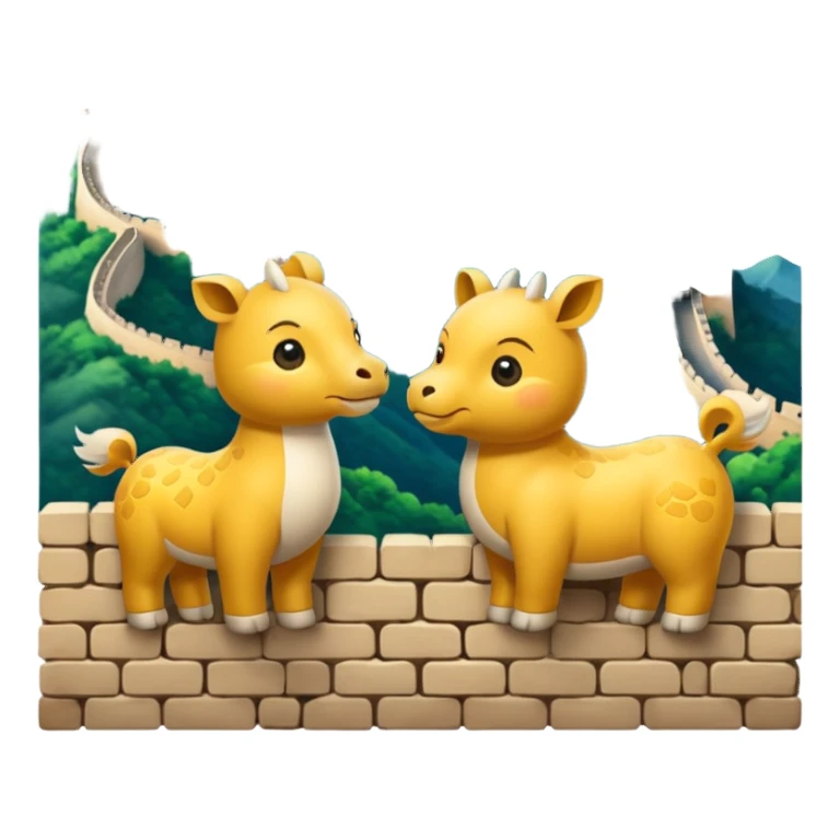 2 animaux chinois sur la muraille de chine sticker
