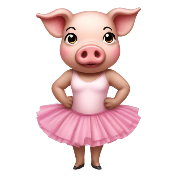 a pig with ballet skirt wearing lipstick sticker