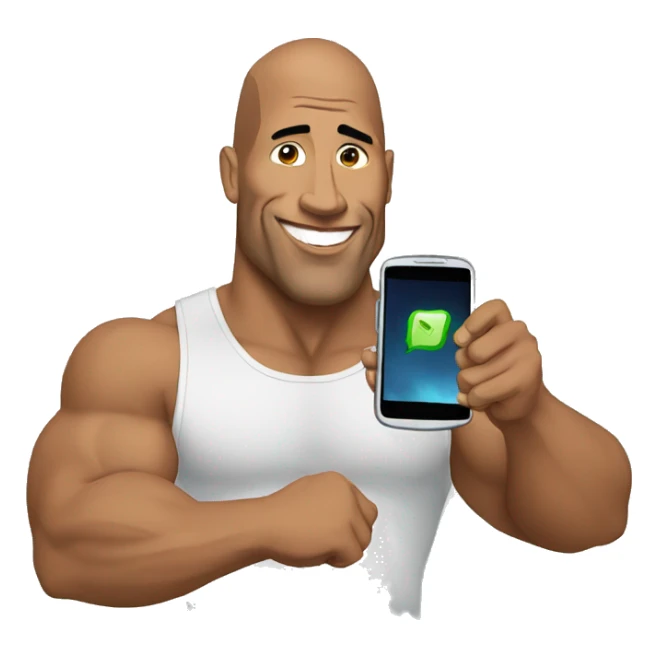 the rock holding a mobile phone sticker