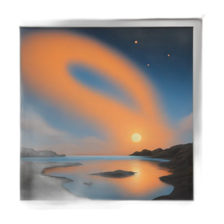 dreamland picture painting orange in wood frame  sticker