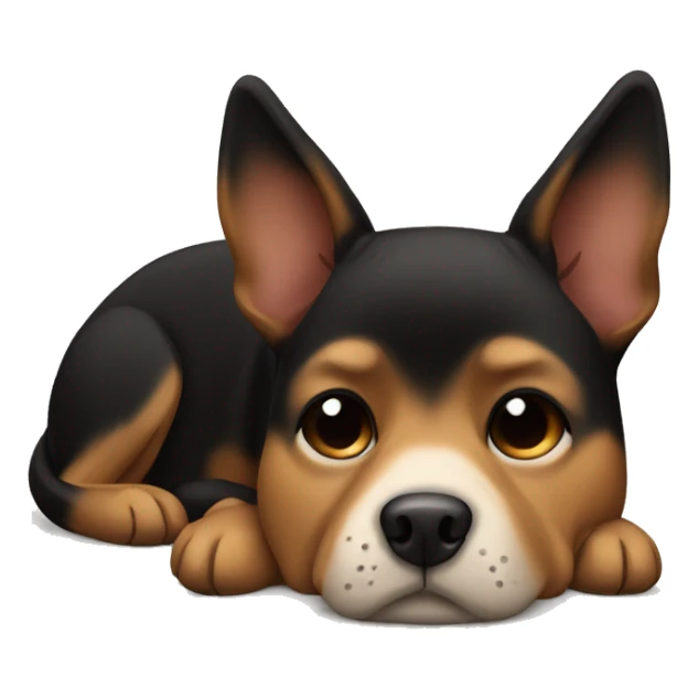 black and tan dog with pointy ears sleeping sticker