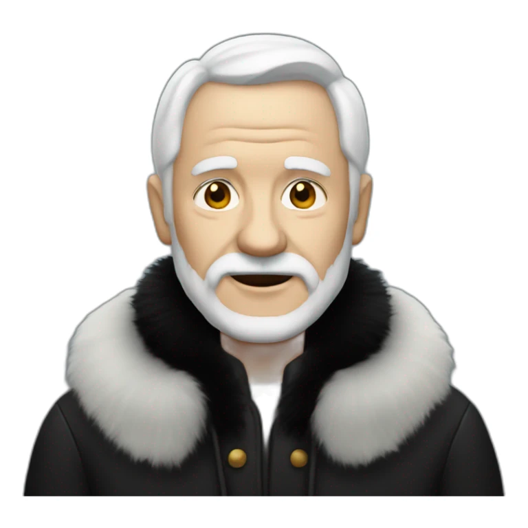 white old man with black Fur coat sticker