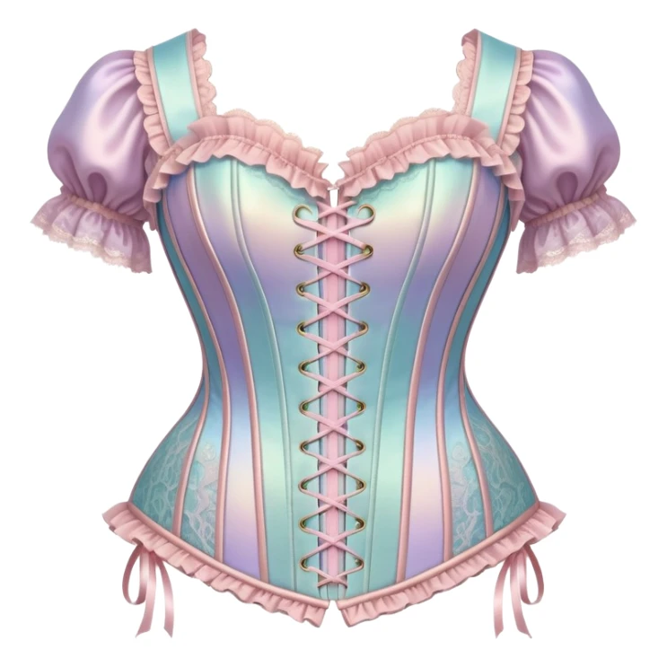 vintage rococo iridescent corset with lace and frills  sticker