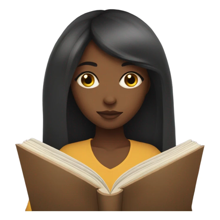 Black girl with straight hair reading a fantasy book sticker