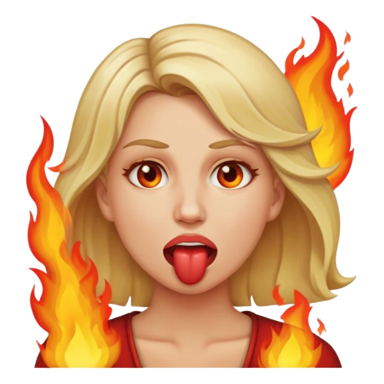 Woman with blond hair with fire in mouth sticker
