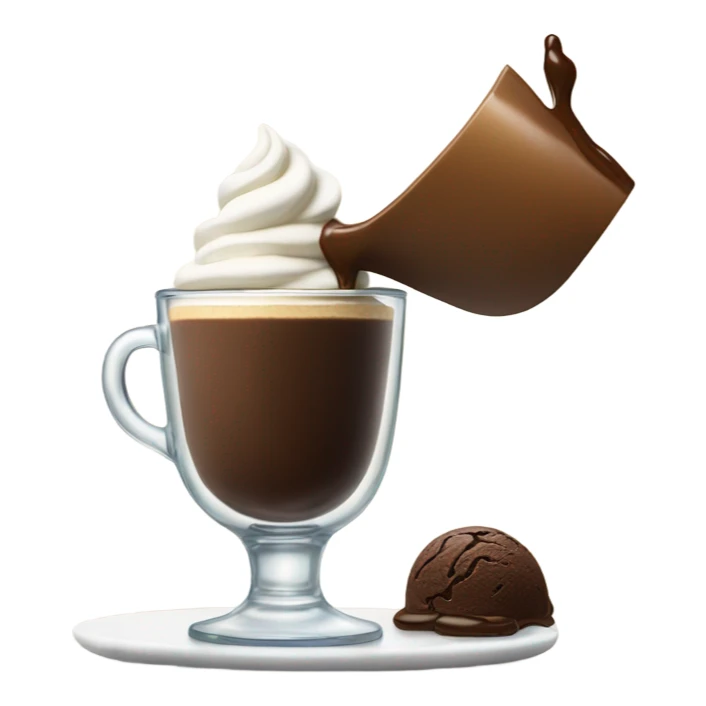 Espresso being poured over one scoop of ice cream sticker