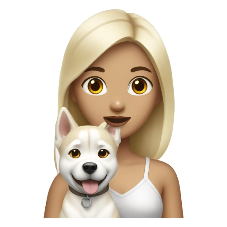 blonde asian girl with cream husky dog sticker