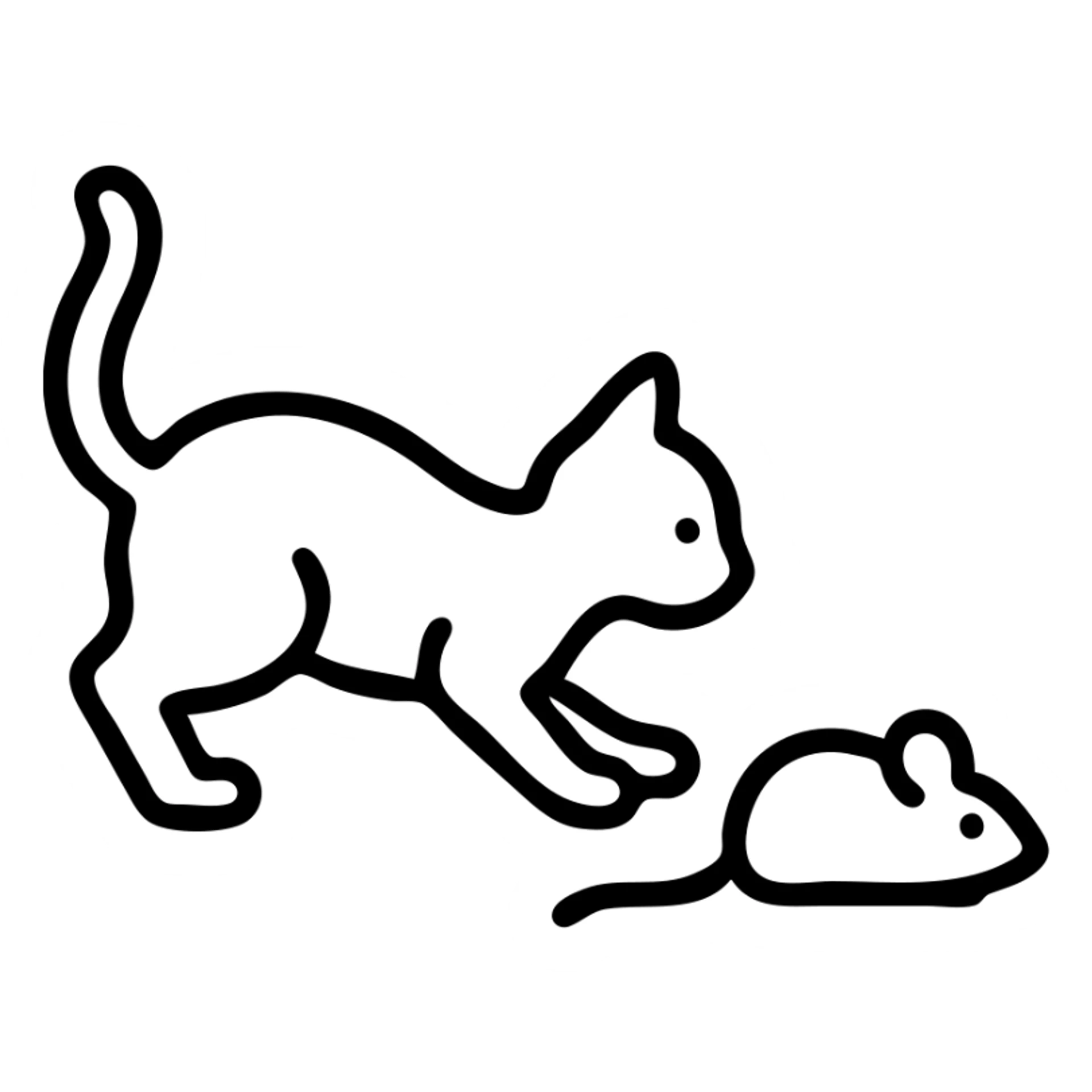 outlined cat chasing a mouse icon sticker