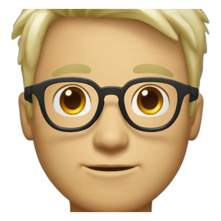 young guy with platinum blonde hair and big tortoiseshell glasses sticker