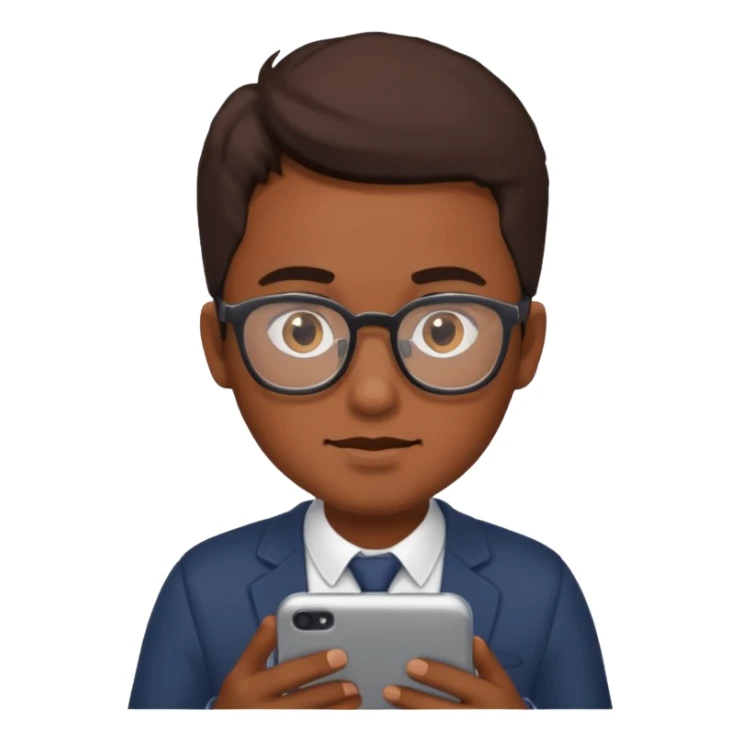 A guy scrolling on this phone, his eyes looking the phone sticker