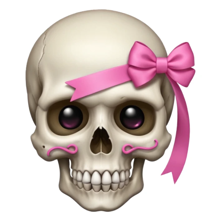 A skull with a small pink ribbon on the side of its head sticker