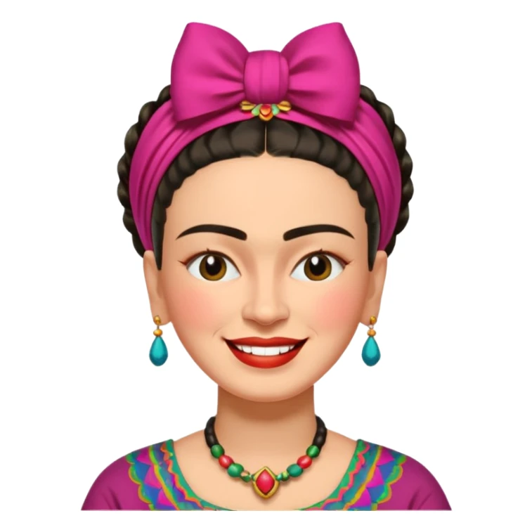 Frida Kahlo smiling and winking, expressive face, bright colors sticker